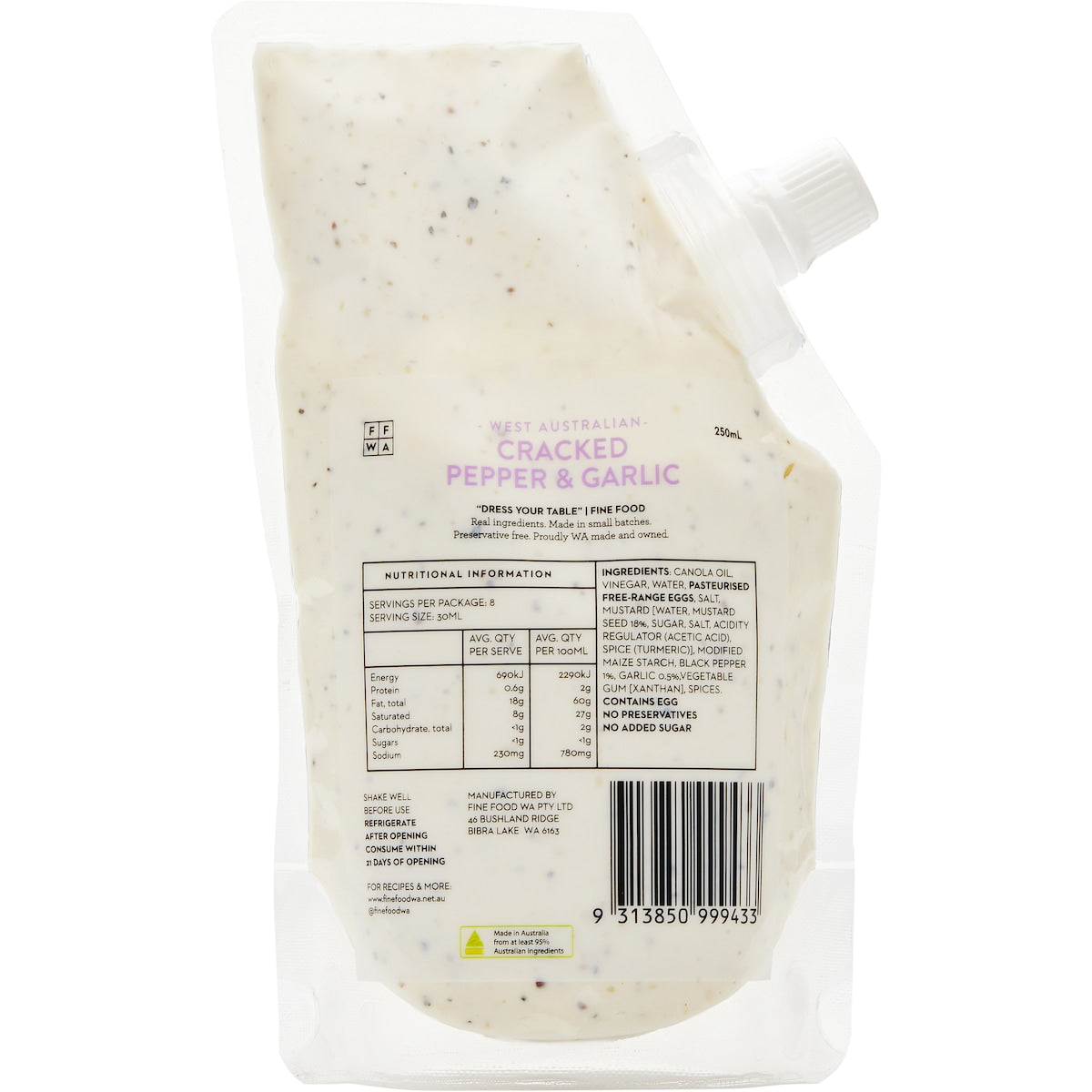 Fine Food Salad Dressing Black Pepper & Garlic With Parmesan 250ml