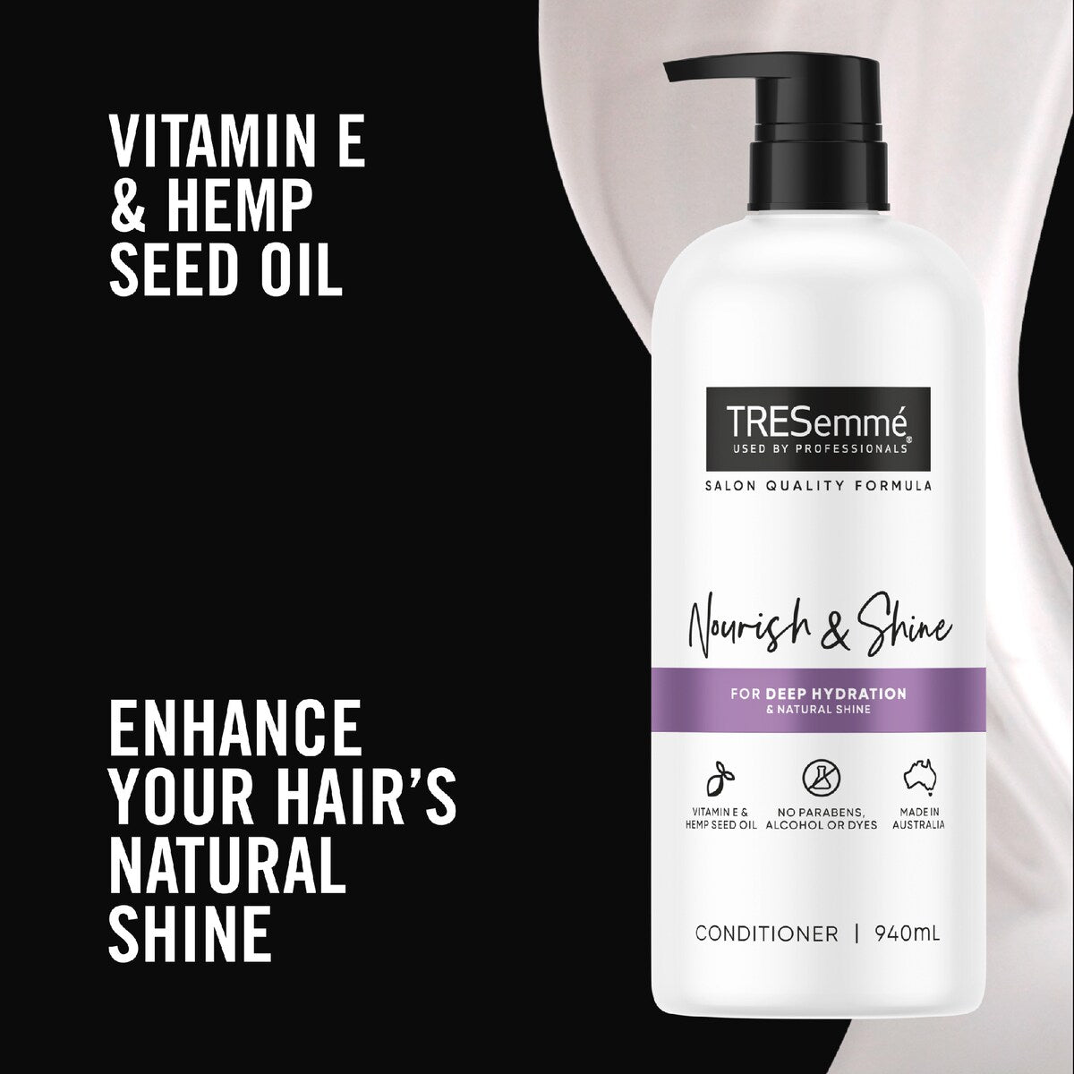 Tresemme Nourish & Shine Conditioner With Vitamin E & Hemp Seed Oil 940ml