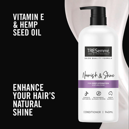 Tresemme Nourish & Shine Conditioner With Vitamin E & Hemp Seed Oil 940ml