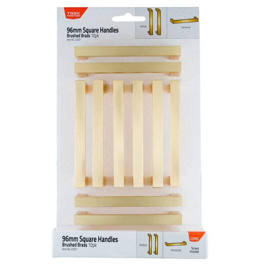 Taskmaster Brushed Brass Square Handle - 96mm - 10 Pack