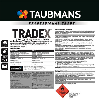 Taubmans Tradex Semi Gloss White Enamel Oil Based Paint - 4L