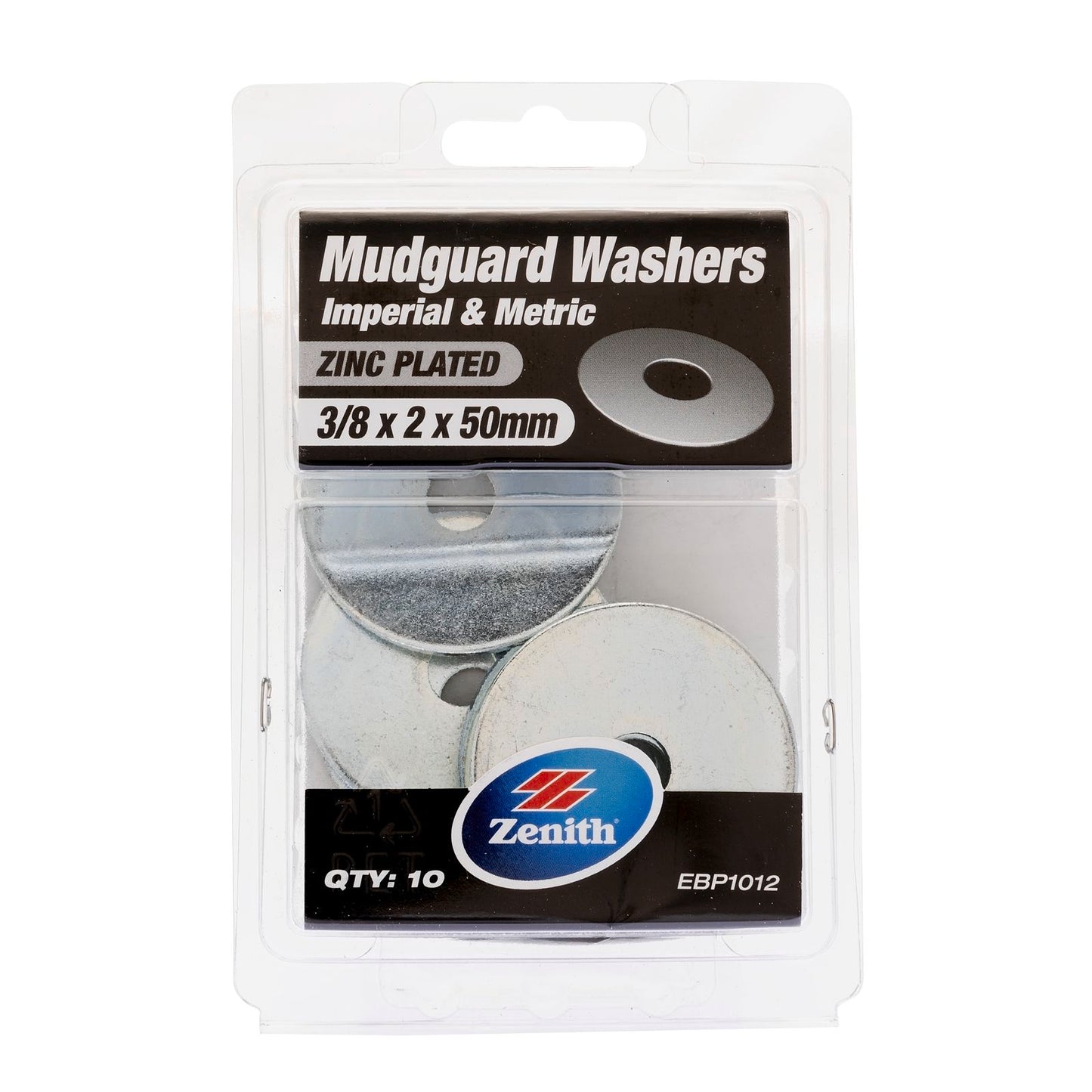 Zenith Zinc Plated Mudguard Washer - 50mm - 10 Pack