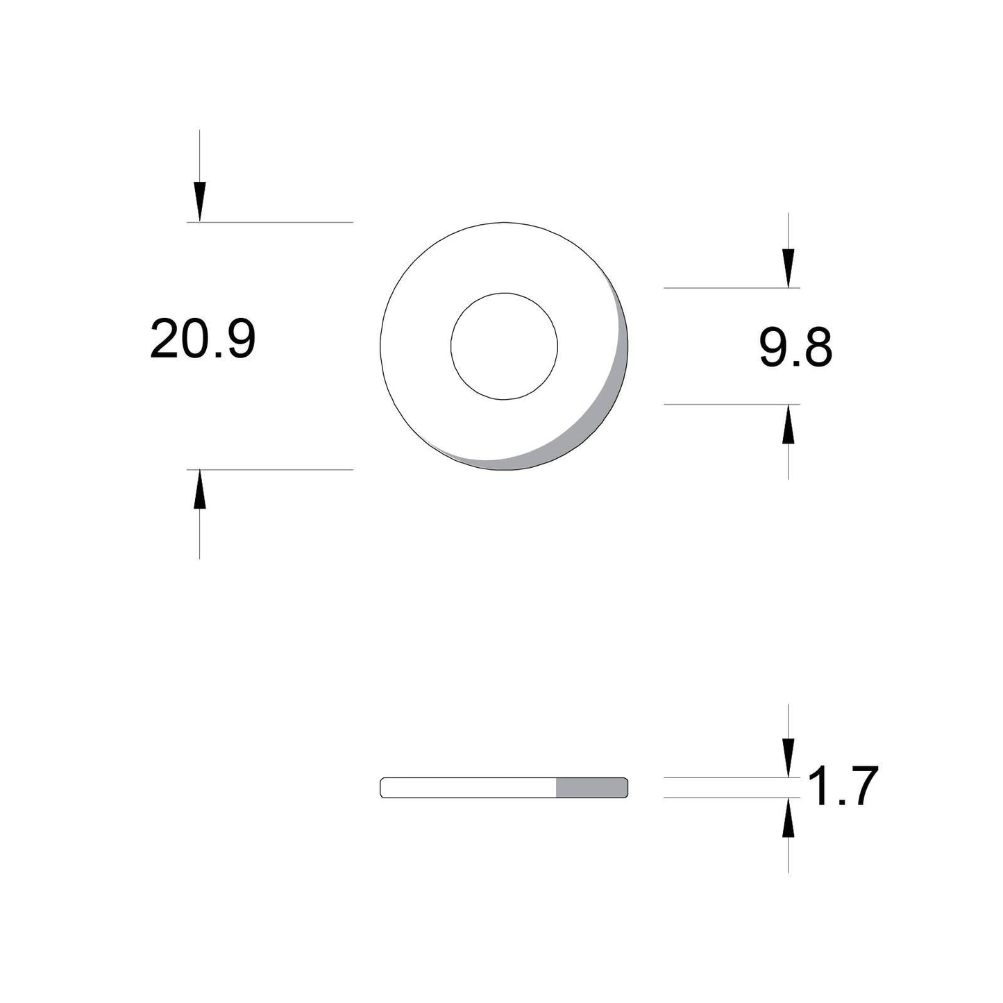 Zenith Flat Round Washer - M8 - Stainless Steel 304 - 100 Pack