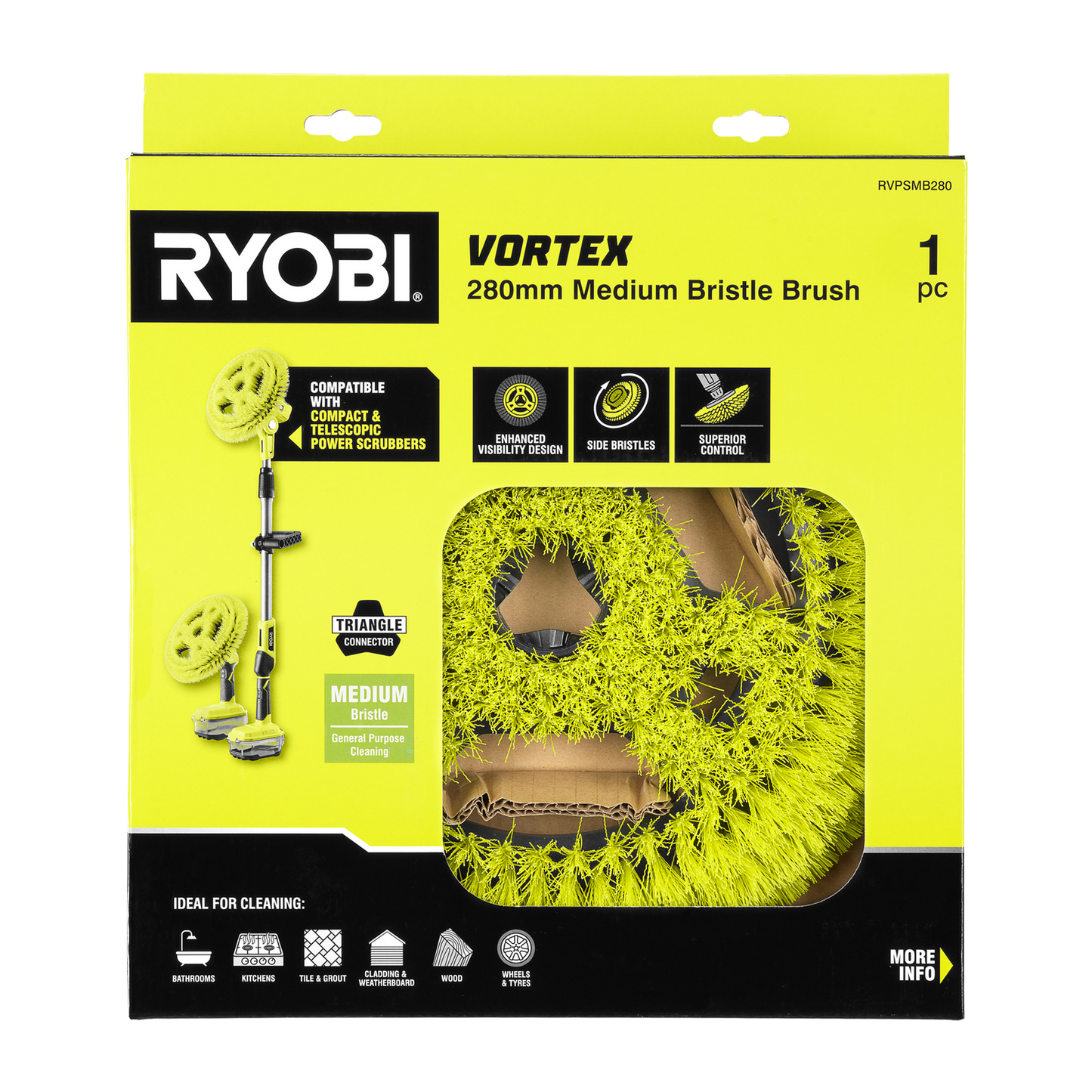 Ryobi Power Scrubber Brush - 280mm - Medium