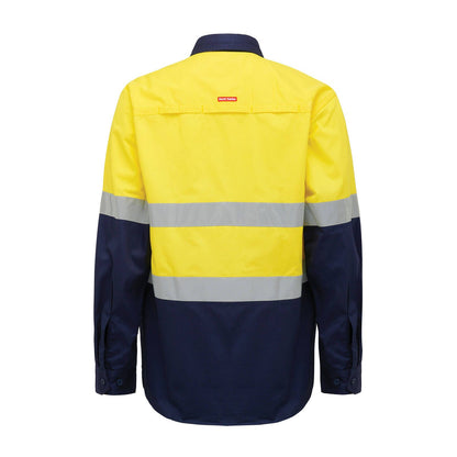 Hard Yakka Hi Vis Taped Long Sleeve Shirt - XL - Yellow/Navy