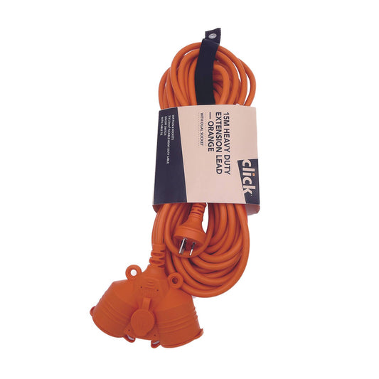 Click Heavy Duty Extension Lead with Dual Socket 15m