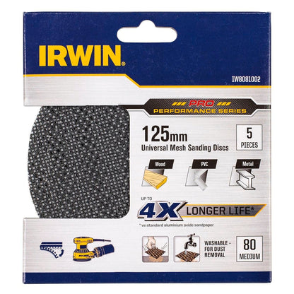 Irwin Orbital Sanding Disc - 125mm - Silicon Carbide - 80 Grit - 5 Pack