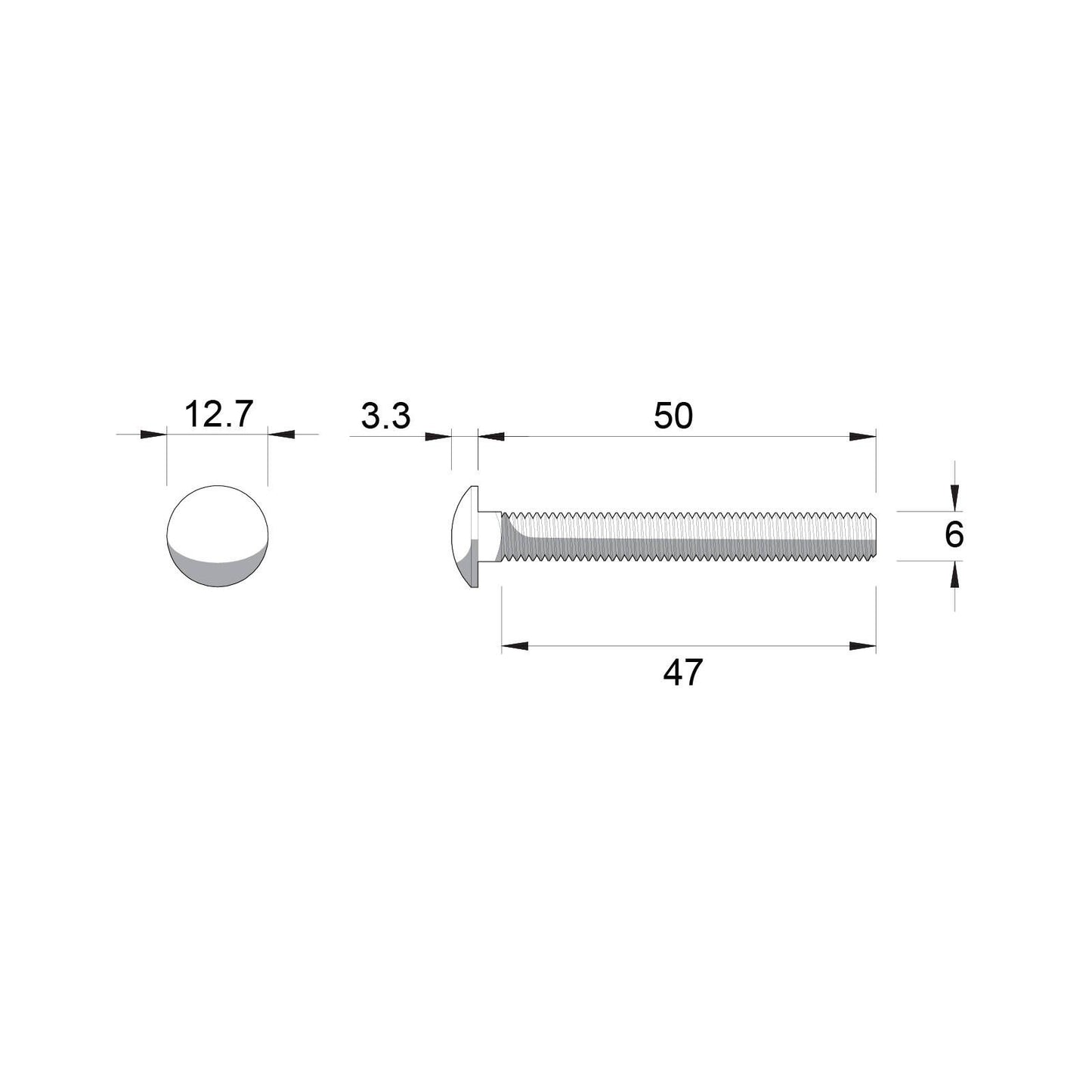 Zenith M6 x 50mm - Hot Dip Galvanised Cup Head Bolts & Nuts - 25 Pack
