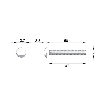 Zenith M6 x 50mm - Hot Dip Galvanised Cup Head Bolts & Nuts - 25 Pack