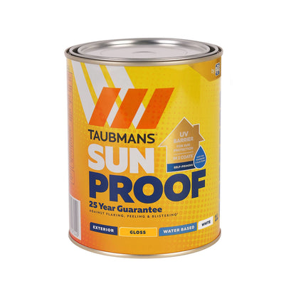 Taubmans White Gloss Sunproof Exterior Paint - 1L
