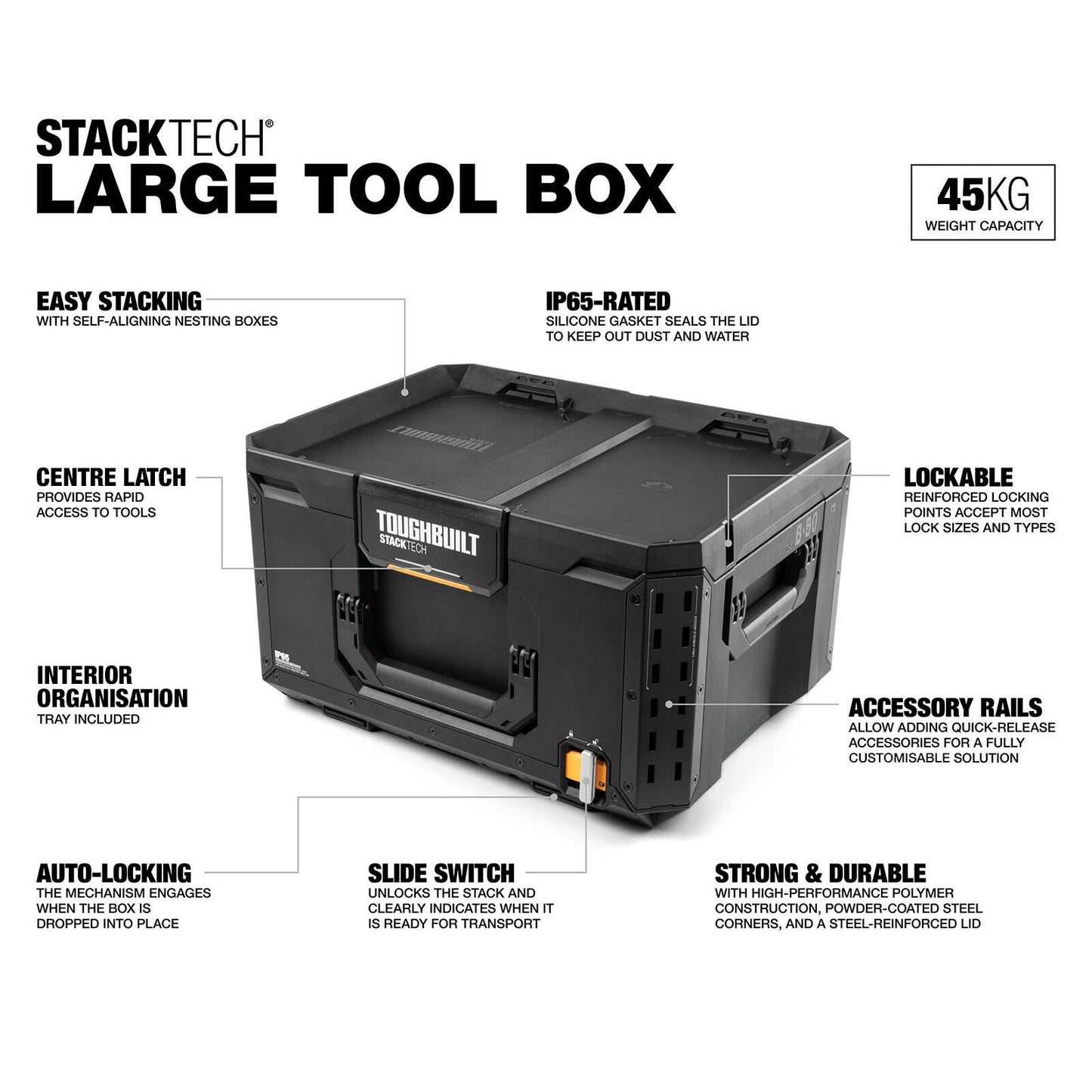 Toughbuilt Stacktech Large Tool Box - 410 x 300 x 530mm