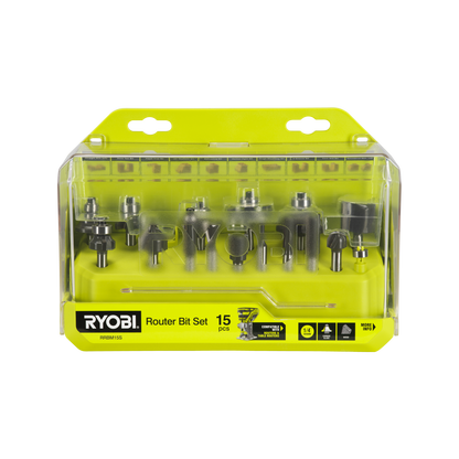Ryobi Mixed Router Bit Set - RRBM15S - 1/4" Shank - 15 Piece