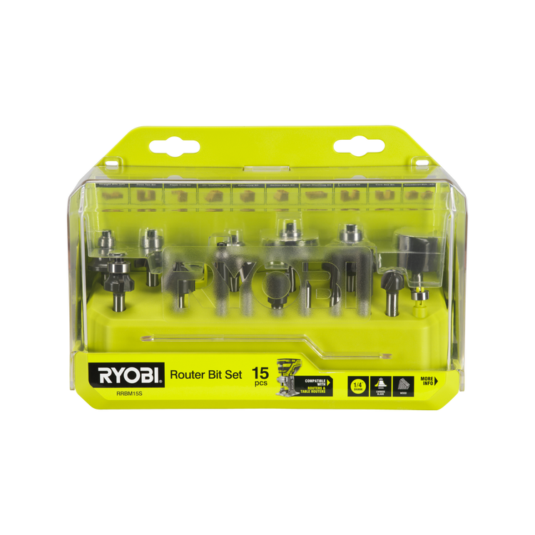 Ryobi 15 Piece Mixed Router Bit Set RRBM15S