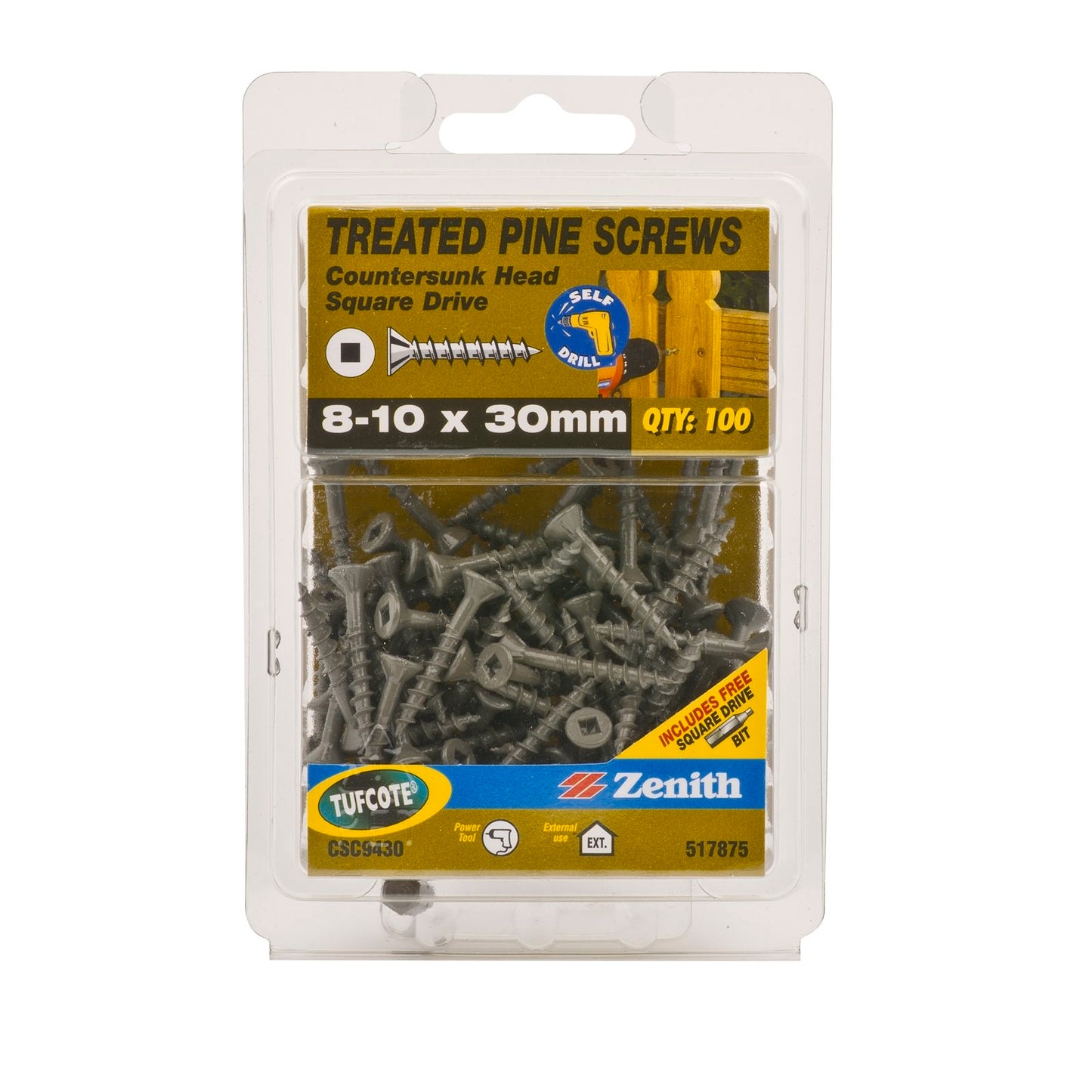 Zenith Countersunk Head Screws - 10 x 30mm - Tufcote - 100 Pack