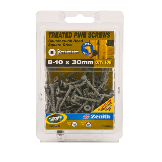 Zenith Countersunk Head Screws - 10 x 30mm - Tufcote - 100 Pack