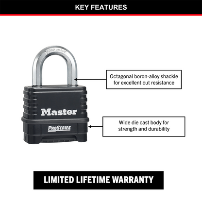 Master Lock Combination Padlock - 57mm - Zinc - Resettable