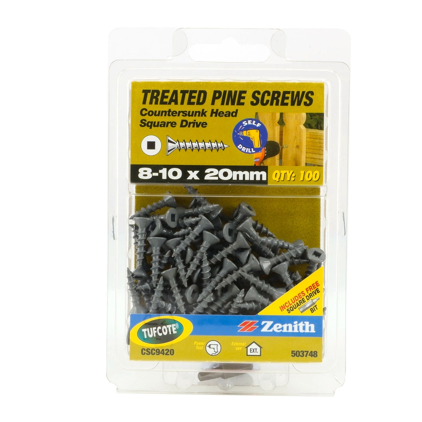 Zenith Treated Pine Screws - 8g x 20mm - 100 Pack