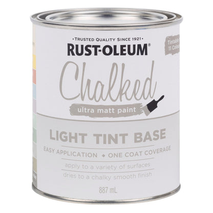 Rust Oleum Chalked Ultra Matt Paint - 887ml - Light Tint Base