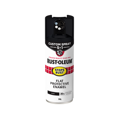 Rust Oleum Spray Paint - 340g - Black Flat - 5 in 1