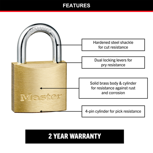 Master Lock 30mm Brass Keyed Padlock 4 Pack - Rust Resistant