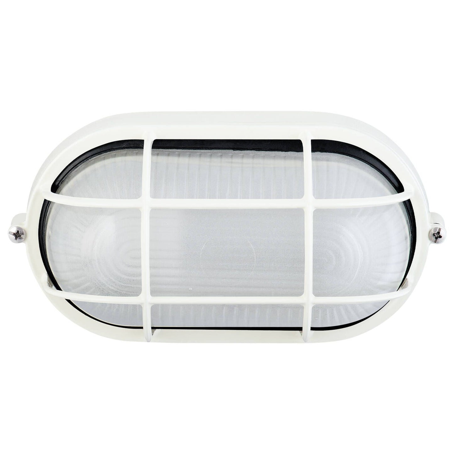 Arlec White Oval Caged Bunker Light - 60W E27