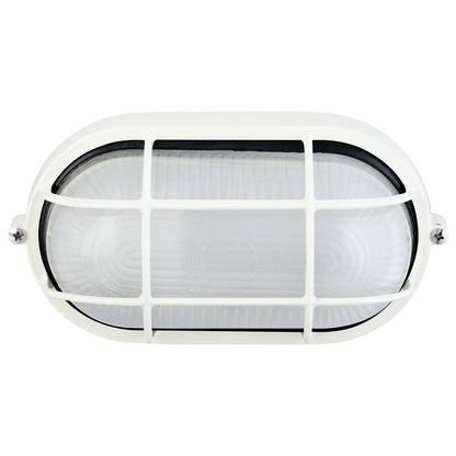 Arlec White Oval Caged Bunker Light - 60W E27