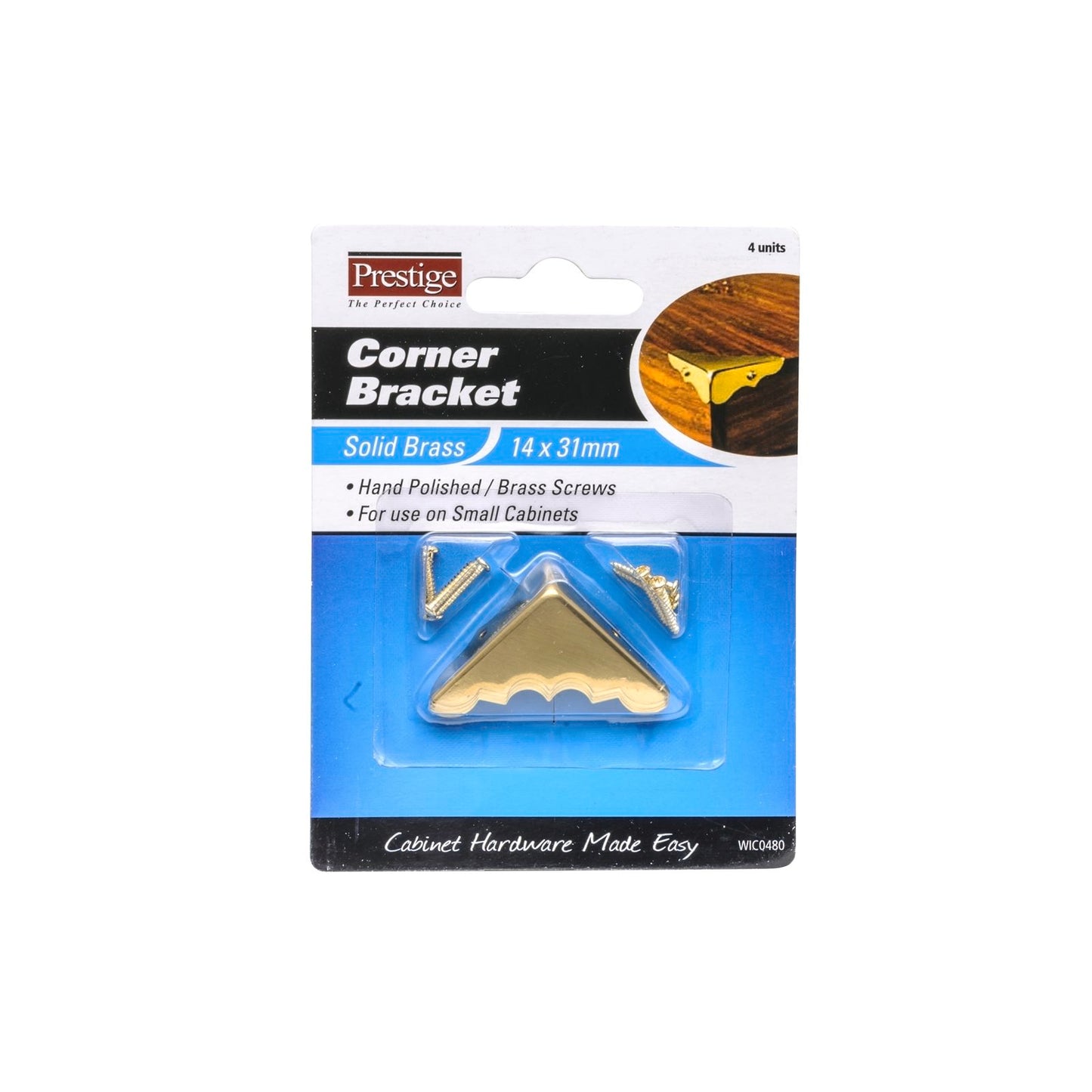 Prestige Decorative Brass Corners - 14 x 31mm - 4 Pack