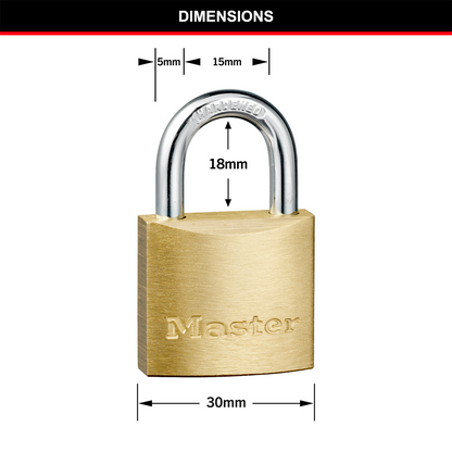 Master Lock 30mm Brass Keyed Padlock 4 Pack - Rust Resistant