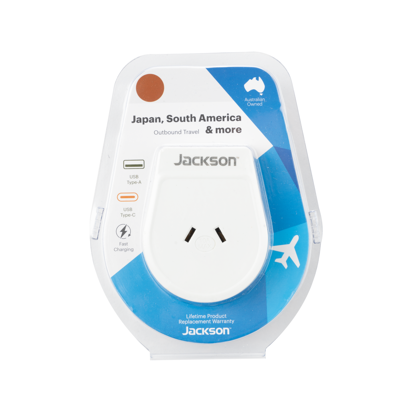 Jackson Outbound Slim USB A & C Travel Adaptor - Japan South America