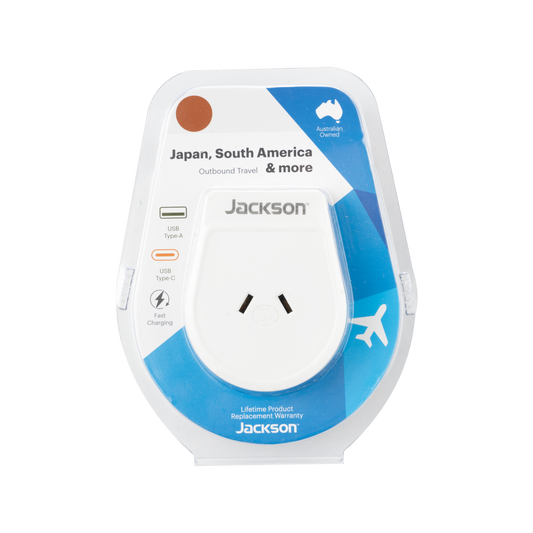 Jackson Outbound Slim USB A & C Travel Adaptor - Japan South America