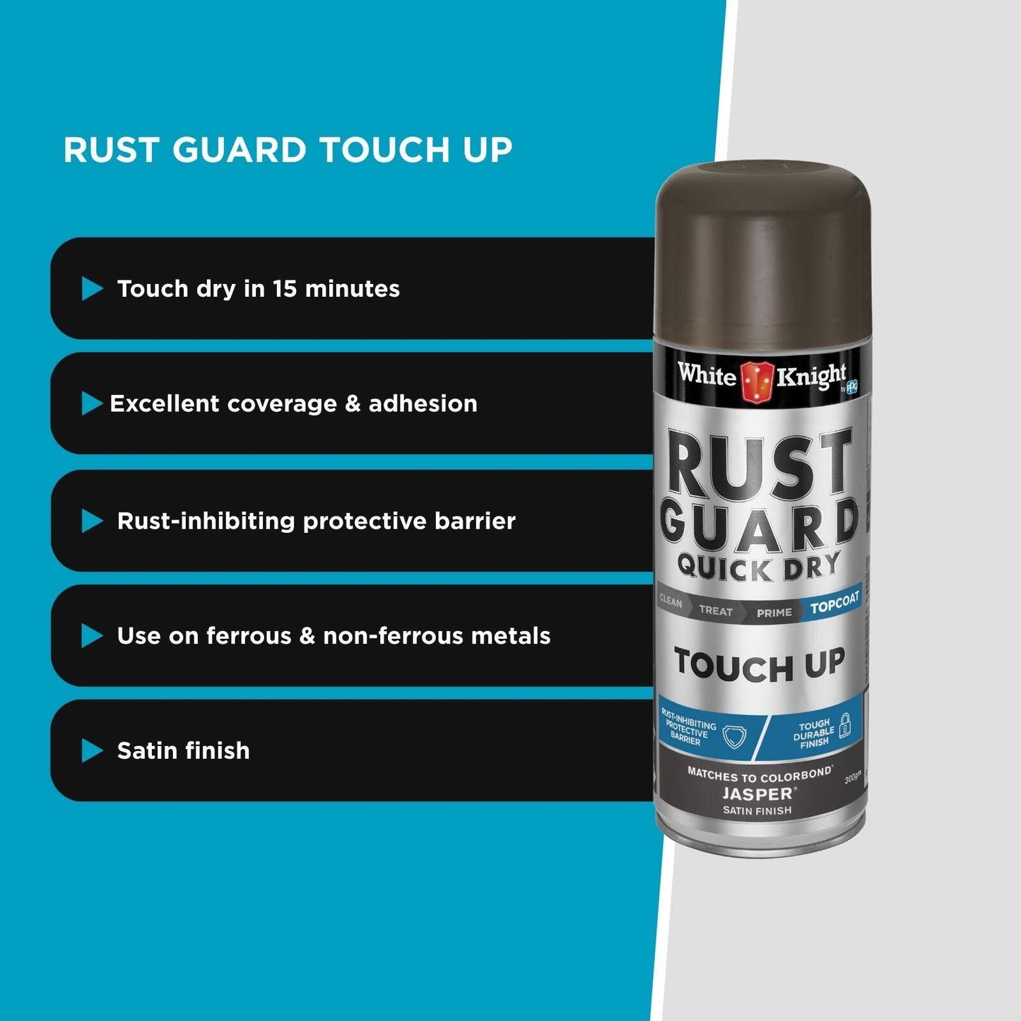 White Knight Rust Guard Satin Touch Up Spray Paint - 300g - Jasper