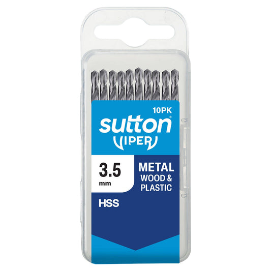 Sutton Tools 3.5mm Viper HSS Metric Drill Bit - For Metal, Wood & Plastics - 10 Pack