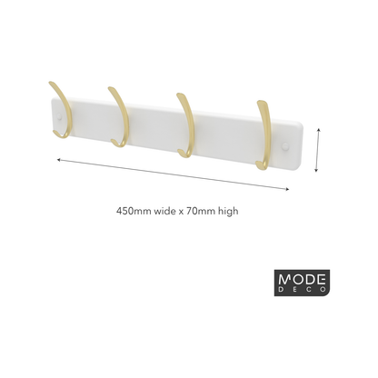 Mode Hat and Coat Rack - 4 Hooks - 450mm