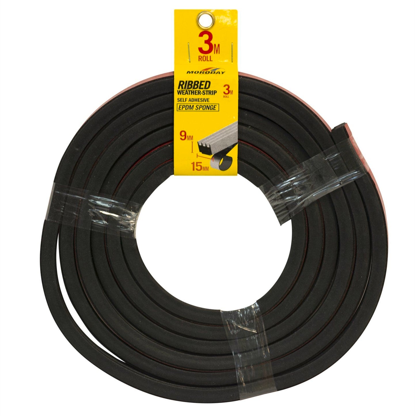 Moroday Black Self Adhesive Weather Strip - 15mm x 9mm x 3m