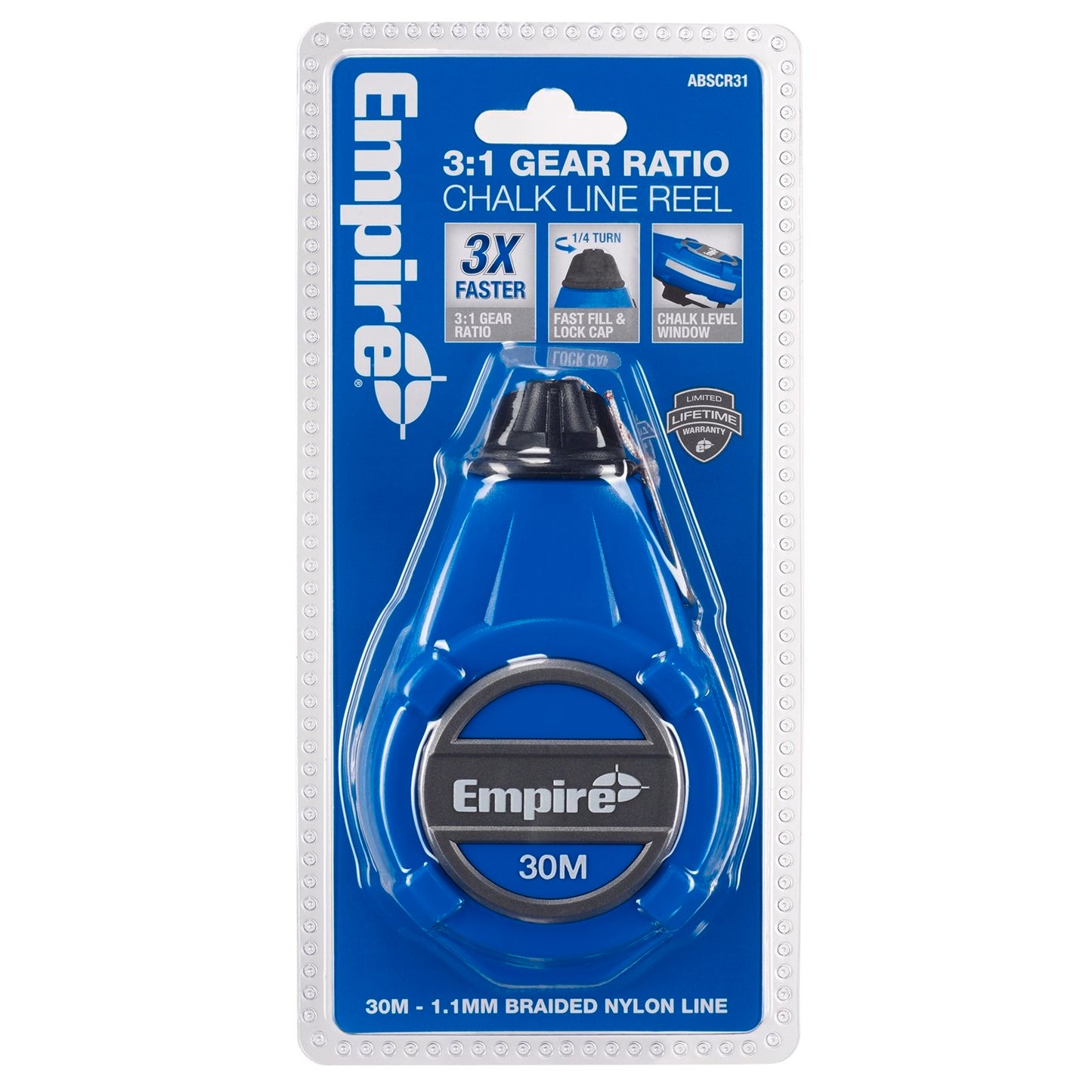 Empire ABS Chalk Reel - 3:1 Gear Ratio - 30m