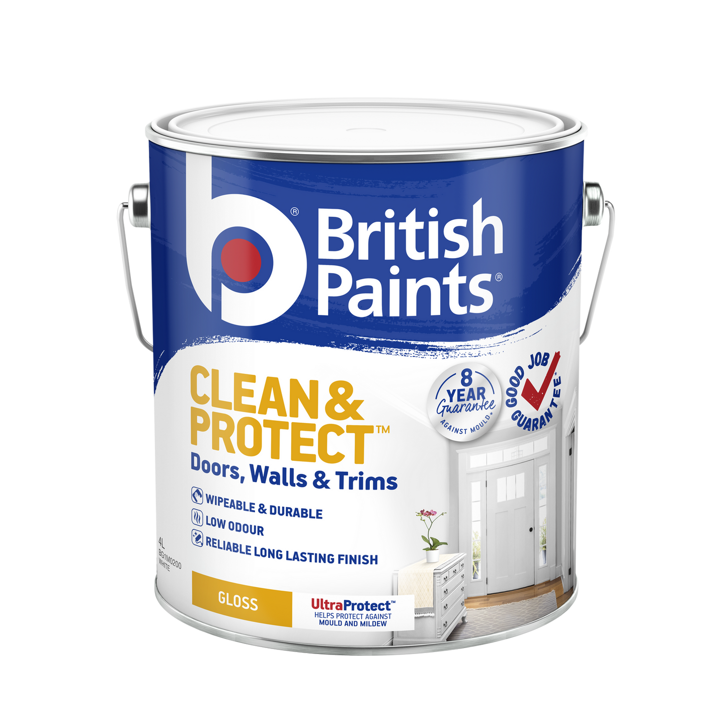British Paints White Gloss Interior Paint - 4L