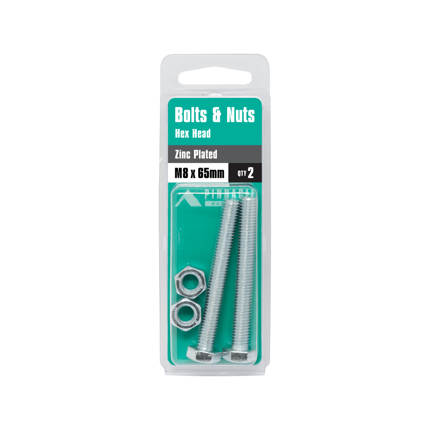 Pinnacle Hex Head Bolts and Nuts - M8 x 65mm - 2 Pack