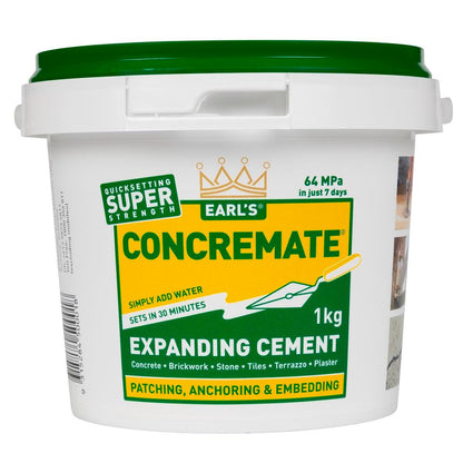 Earl S Concremate Expanding Cement 1kg Powder Hardens Quickly