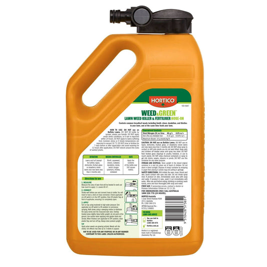 Hortico Weed & Green Lawn Weed Killer & Fertiliser - Hose On - 2.8L