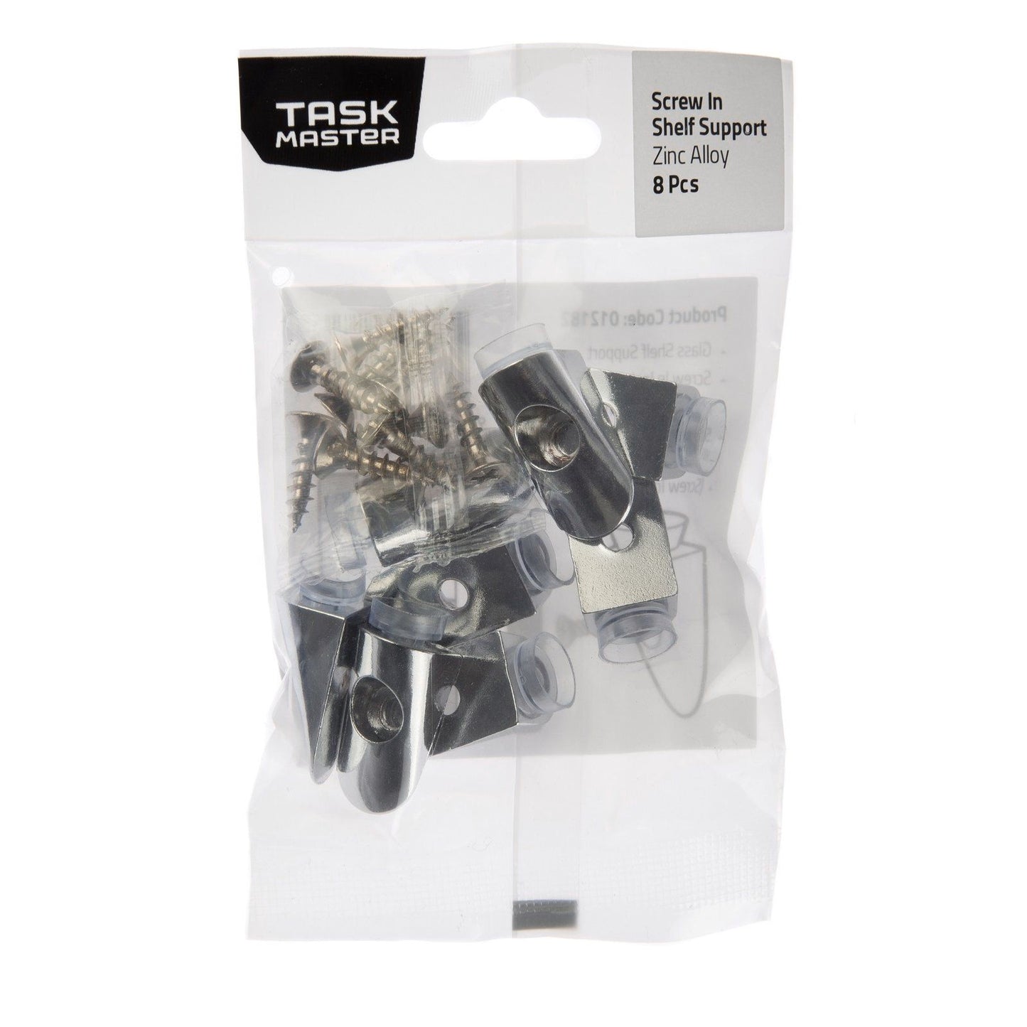 Taskmaster Chrome Screw in Shelf Support - 13 x 18mm - 8 Pack