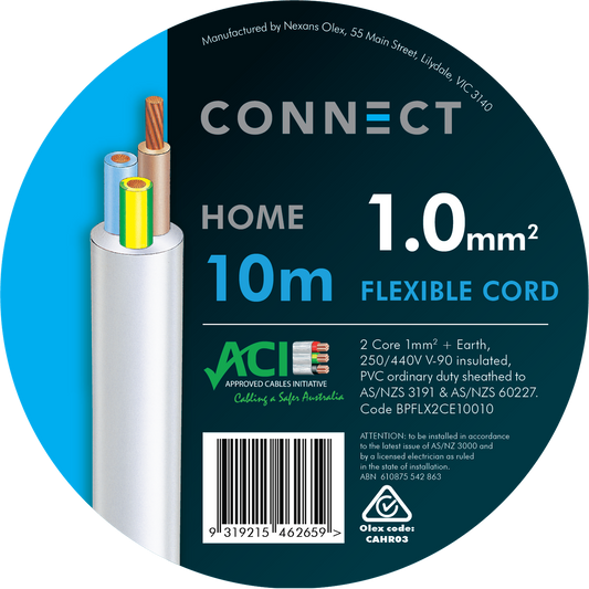 Cable Elec Flex 3 Core - 1mm x 10m