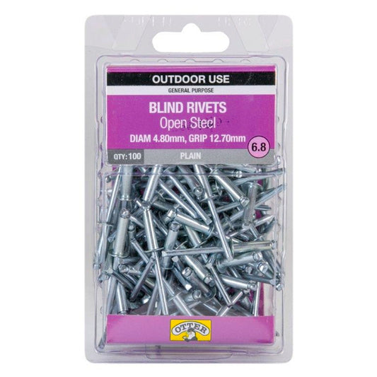 Otter Open Steel Blind Rivets - 8 x 12mm - 100 Pack