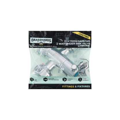 Brasshards Capstan 2 Way Under Sink Valve - 20mm x 15mm - Matt Black