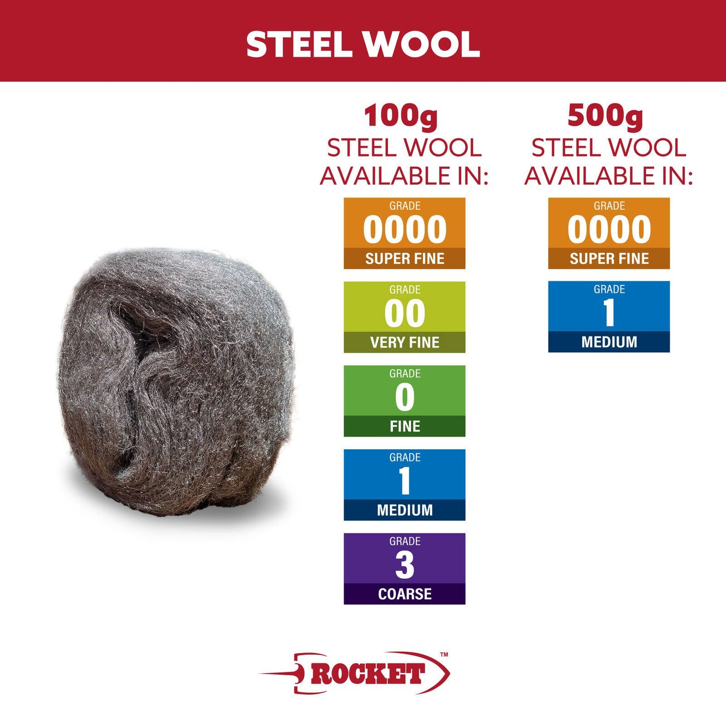 Rocket Fine Steel Wool - 100g - Grade 0
