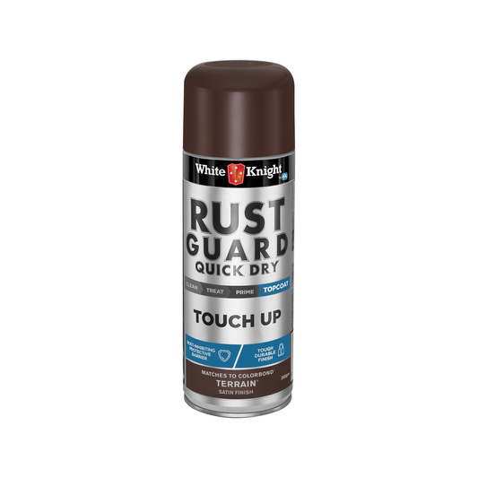 White Knight Rust Guard Quick Dry Touch Up Spray Paint - Terrain Satin Finish 300g