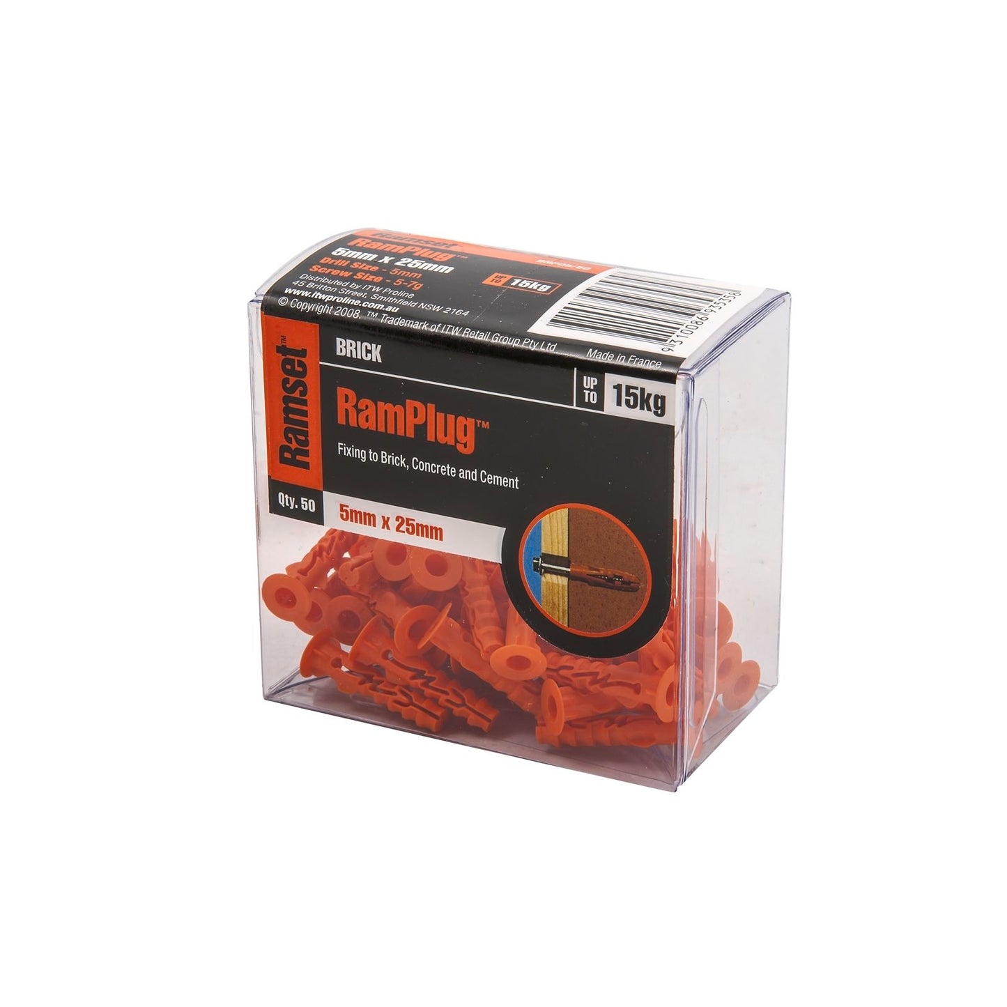 Ramset Nylon Anchor Ramplug - 5mm - 50 Pack