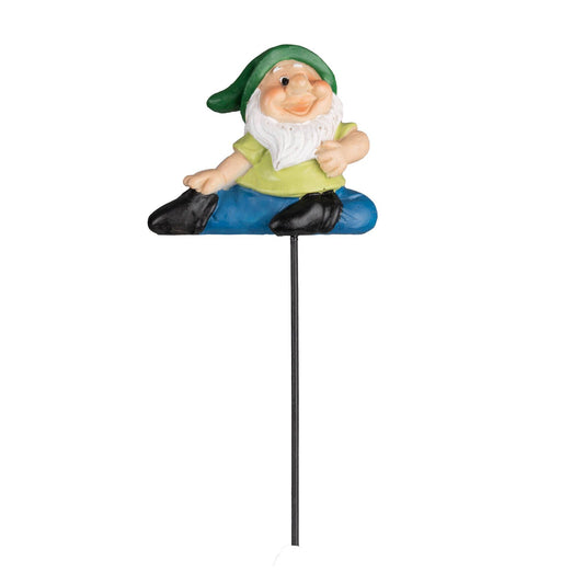 Northcote Pottery Green Hat Yoga Gnome Polyresin Decorative Garden Stake -  6.5 x 15cm