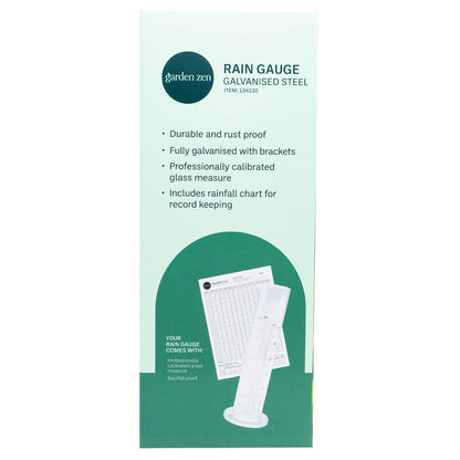 Garden Zen Rain Gauge - 130mm - Galvanised Steel - Professional Calibration