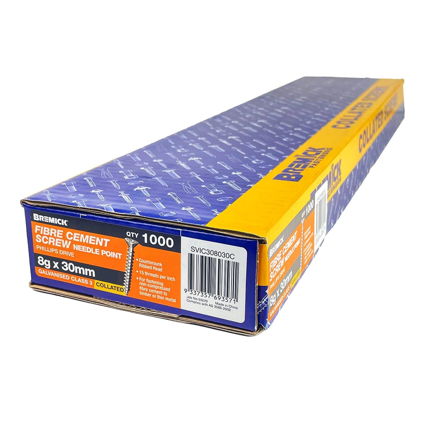Bremick Collated Screw - 8g x 30mm - 1000 Pack