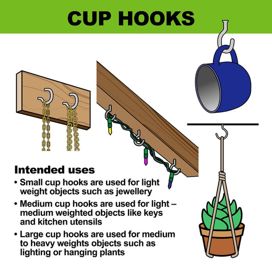 Everhang Cup Hooks - 17mm - PVC - Easy Installation - 4 Pack